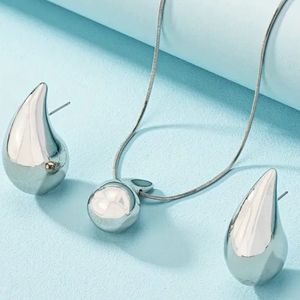 925 Waterdrop Jewelry Set Necklace And Earrings Silver Rope Chain Necklace